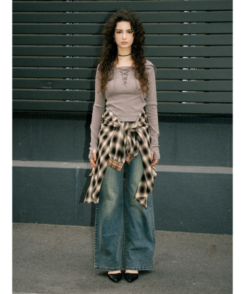 レースアップフードトップ