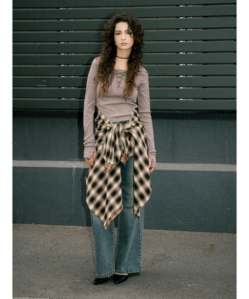 レースアップフードトップ