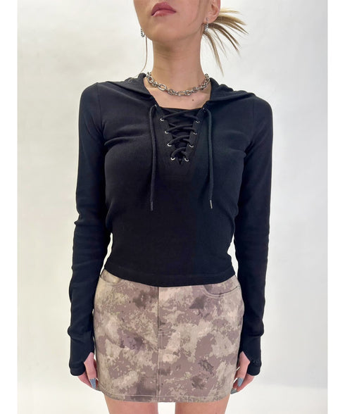 レースアップフードトップ