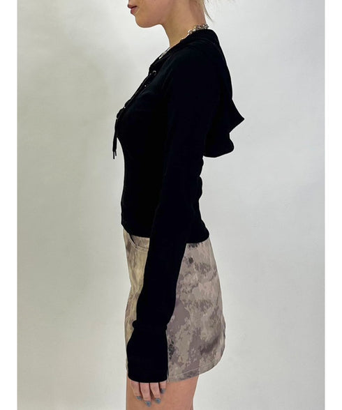 レースアップフードトップ