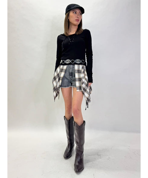 レースアップフードトップ