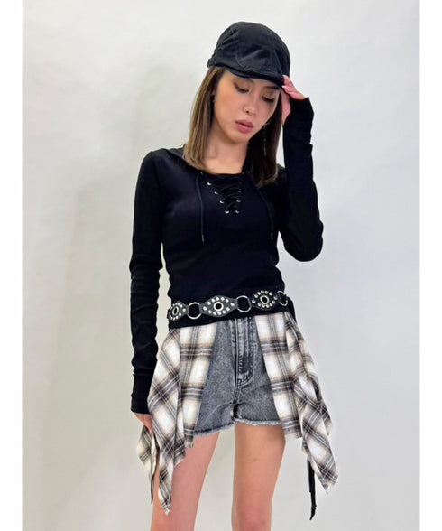 レースアップフードトップ