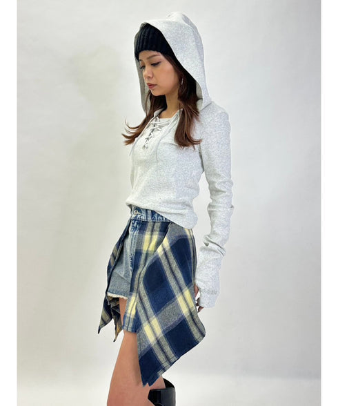 レースアップフードトップ