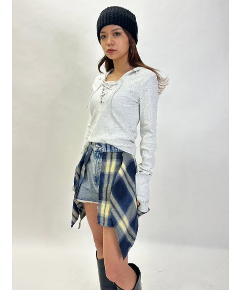 レースアップフードトップ