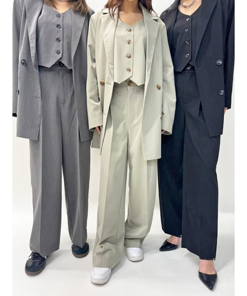 マーブル釦ワイドパンツ