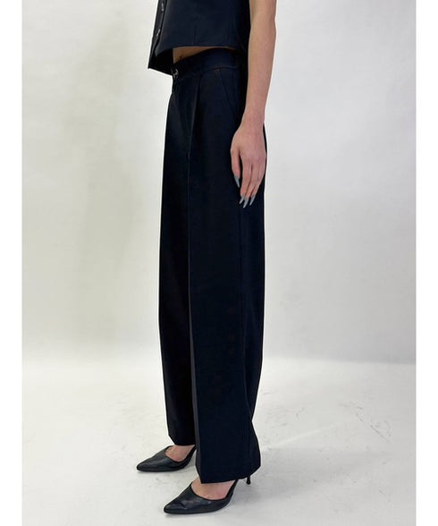 マーブル釦ワイドパンツ