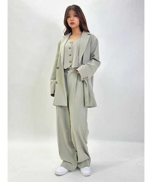 マーブル釦ワイドパンツ