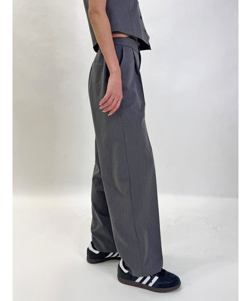 マーブル釦ワイドパンツ