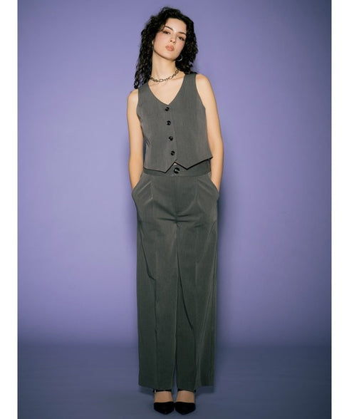 マーブル釦ワイドパンツ