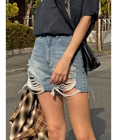 ハイダメージデニムショートパンツ