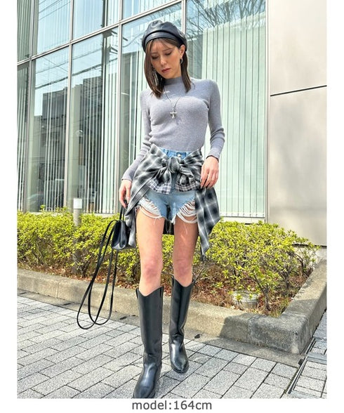 ハイダメージデニムショートパンツ