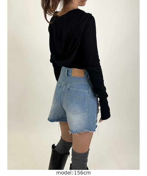 ハイダメージデニムショートパンツ