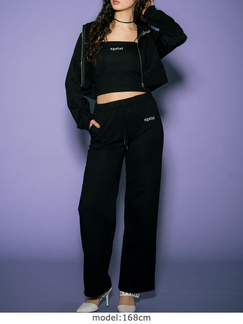 ロゴ刺繍スウェットショートパーカー