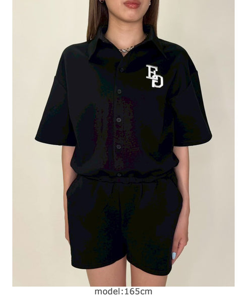 ラガーシャツ半袖オールインワン