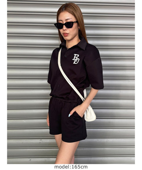 ラガーシャツ半袖オールインワン