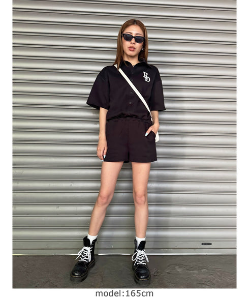 ラガーシャツ半袖オールインワン