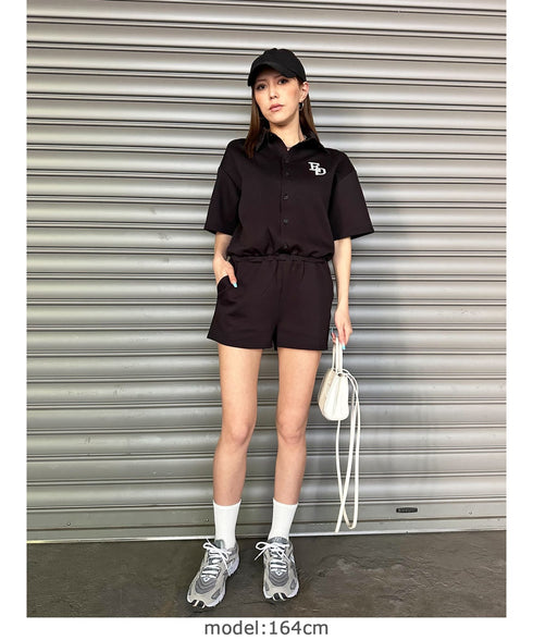 ラガーシャツ半袖オールインワン