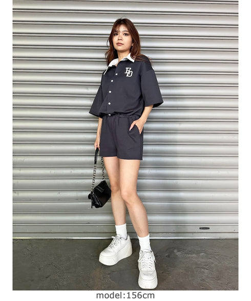 ラガーシャツ半袖オールインワン