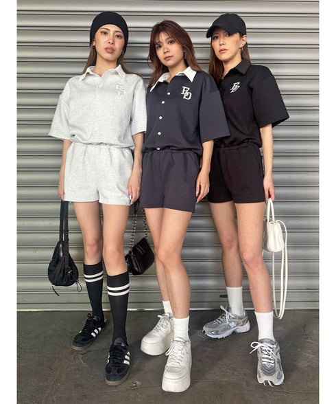 ラガーシャツ半袖オールインワン