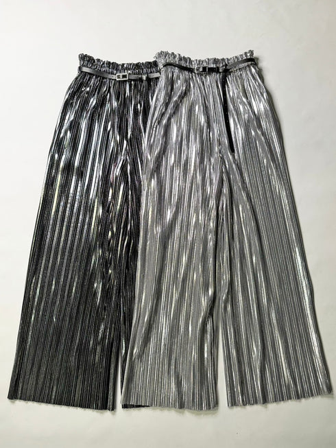 シャイニープリーツワイドパンツ