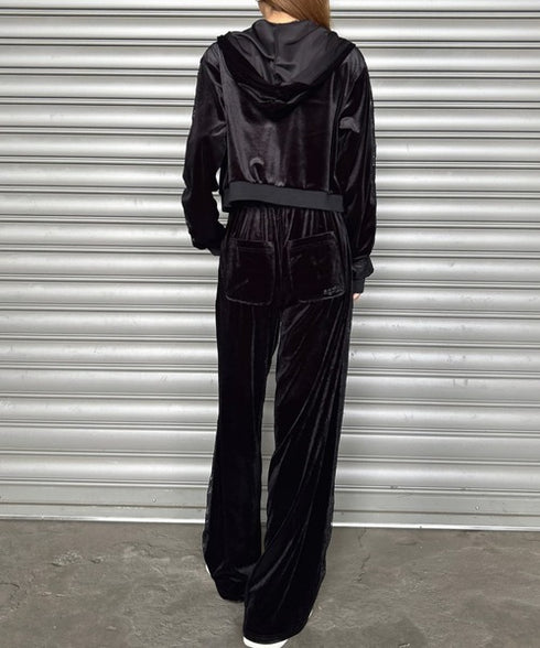 袖レースベロアパーカー