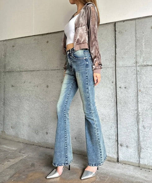 袖レースベロアパーカー