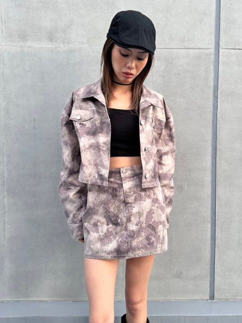 ニュアンス柄短丈シャツ