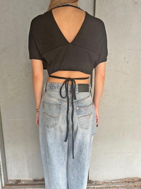 フロントドロストショートトップス