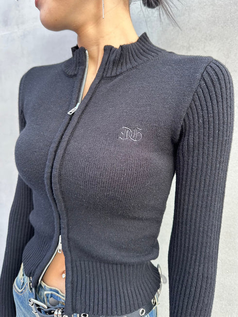 2パターン編地デザインニットTOP