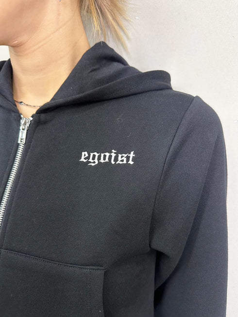 ロゴ刺繍スウェットショートパーカー