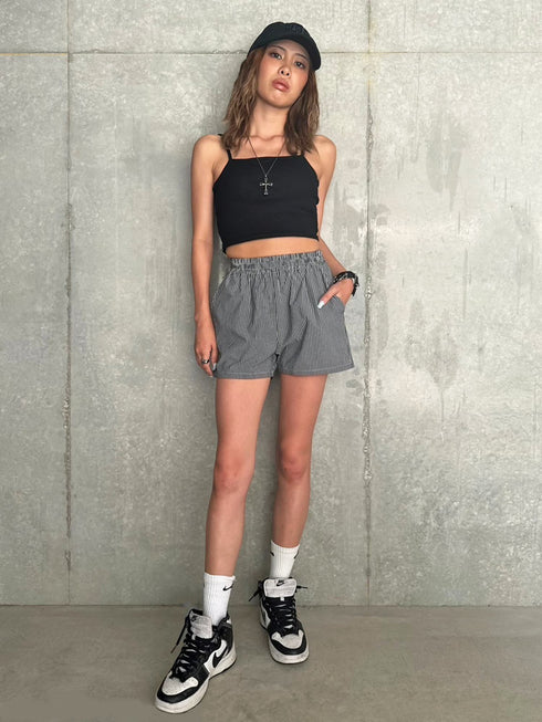 ウエストゴムストライプショートパンツ