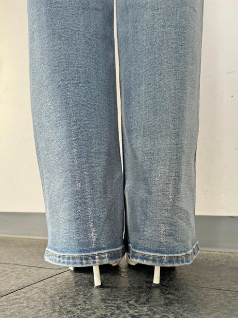 ホイルプリントデニムストレートパンツ