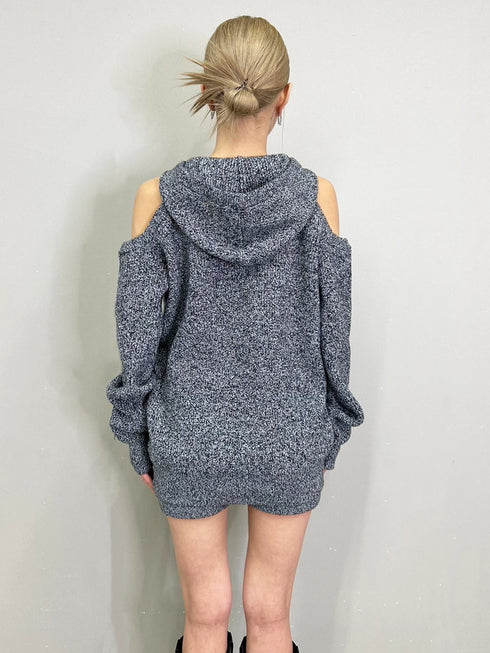 肩あきフード MIX二ットトップ