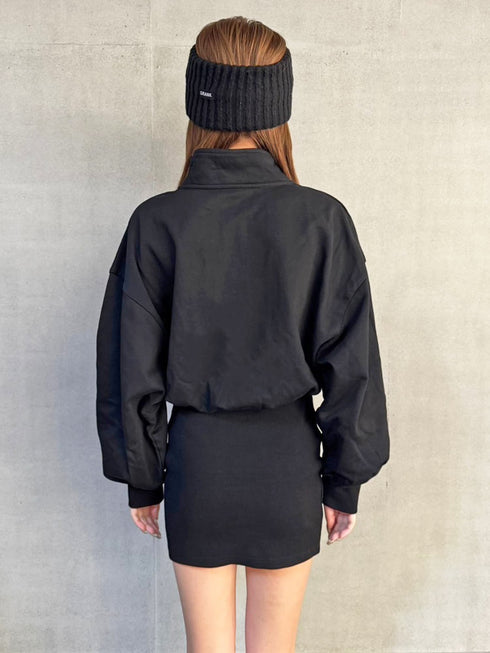 ハーフZIP裏毛ミニワンピース