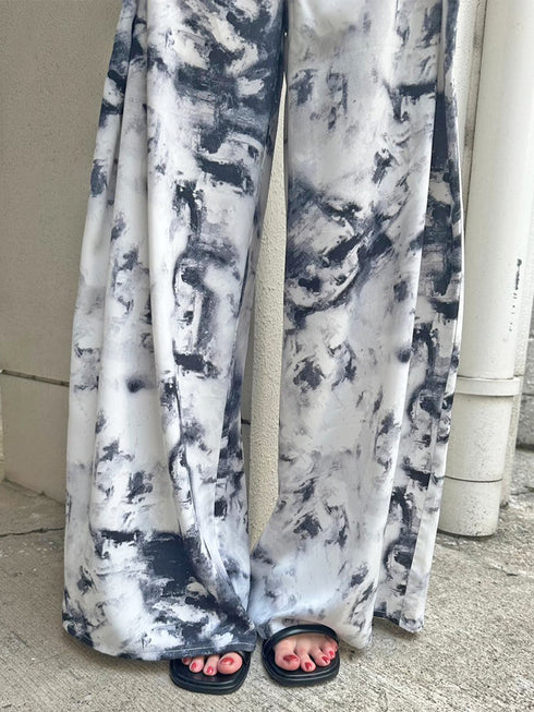 ベルト付ラップシフォンワイドパンツ