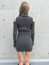 肩開きニットミニワンピース