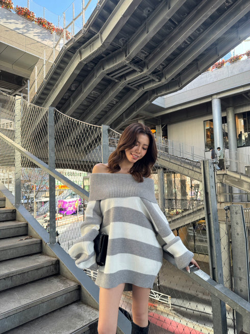 2WAYボーダーニットトップス