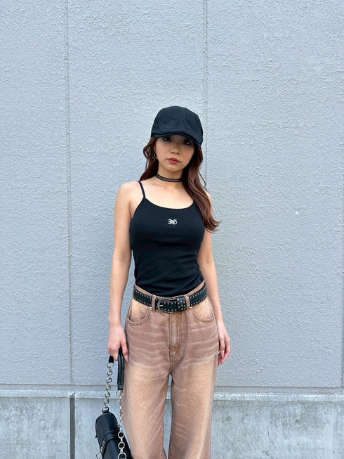 ロゴ刺繍キャミトップ