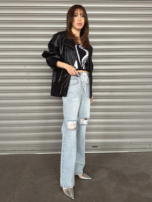 ウエストゴムデニムパンツ