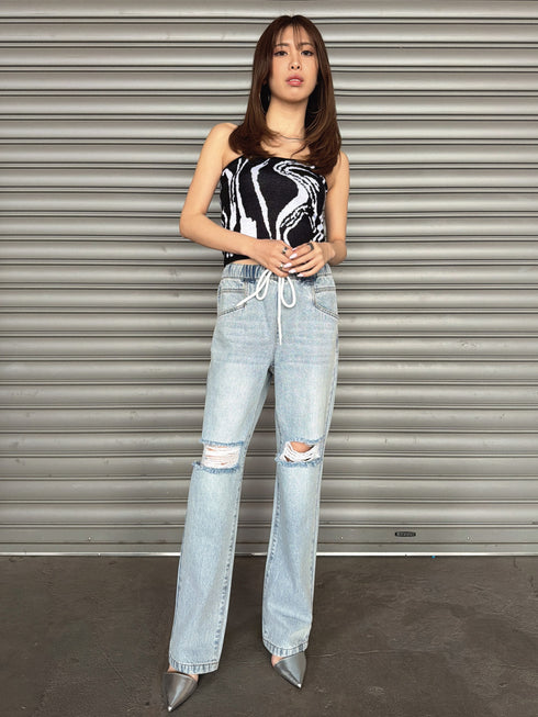 ウエストゴムデニムパンツ