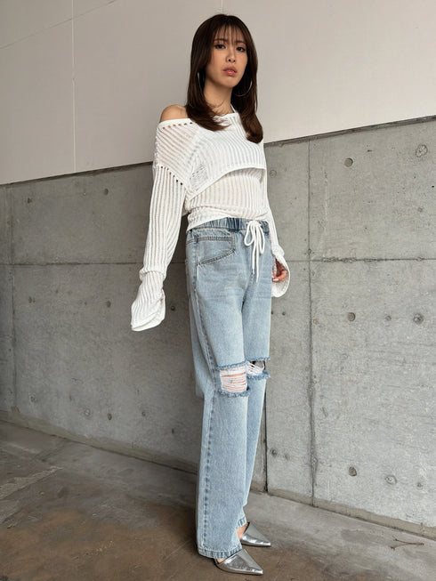 ウエストゴムデニムパンツ