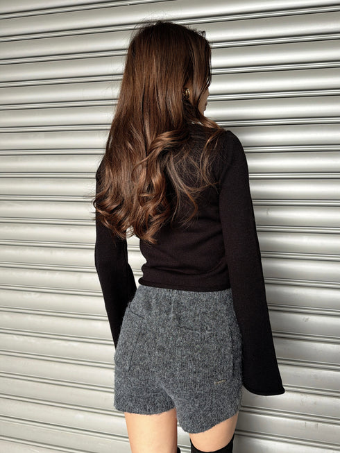 プレート付ラメニットショートパンツ