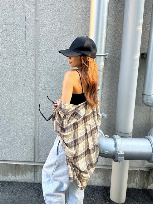 チェック柄シアーオーバーシャツ