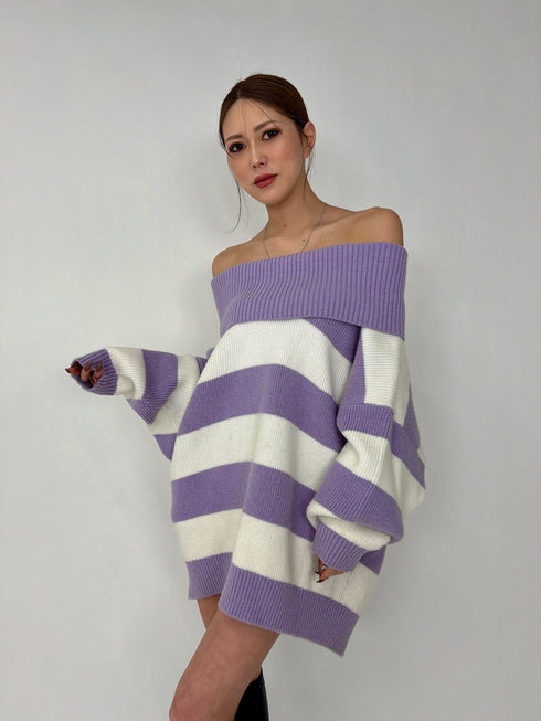 2WAYボーダーニットトップス