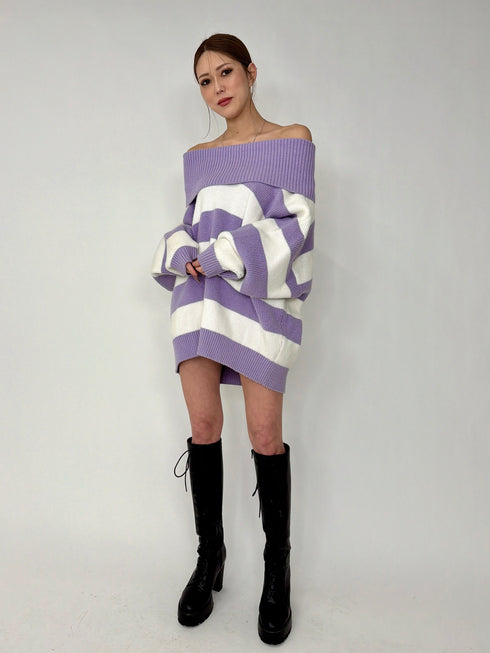 2WAYボーダーニットトップス