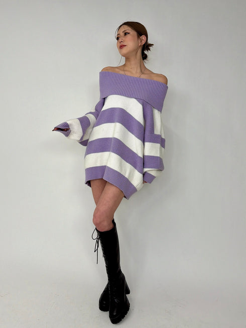 2WAYボーダーニットトップス