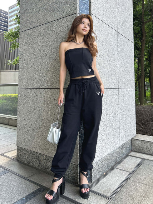 ハートロゴ裏毛パンツ