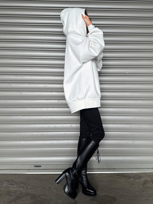 ラインストーンフードトップス