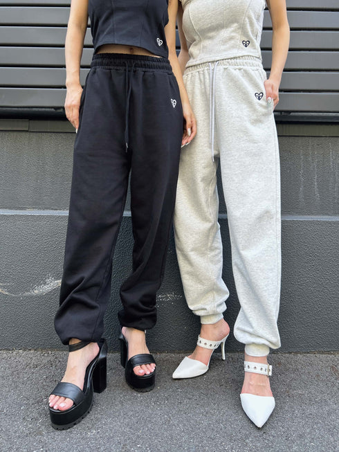 ハートロゴ裏毛パンツ