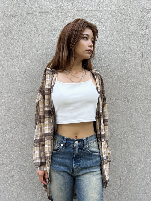 チェック柄シアーオーバーシャツ